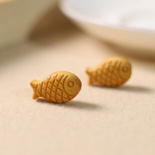 手机链年檀香木配饰吊坠文玩雕刻有年通孔手链diy手串背云挂件鱼