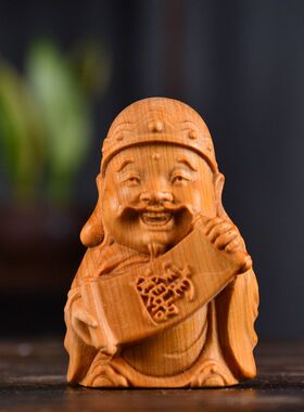 摆件手把崖柏件财神爷雕刻创意