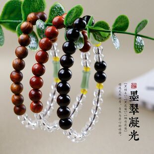 念珠手链新中式文玩原木缅甸饰品花梨8DIY手串竹节单圈木质女款