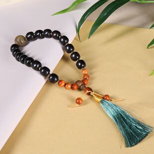 diy老型珠雕刻手持宝珠天然饰品招财多车挂黑檀念珠貔貅绿檀文玩