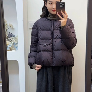 百搭女士羽绒服2025冬季 90白鸭绒圆领休闲轻薄款 新款 冬季