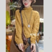 2025春秋季 68576 复古设计感百搭纯色堆堆领宽松休闲显瘦上衣