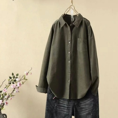 长袖灯芯绒衬衫文艺秋冬文艺