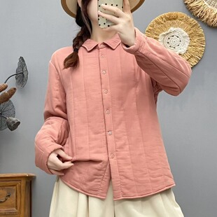 夹棉衬衫女秋冬小棉袄宽松显瘦保暖超好看的二棉外套2025秋冬