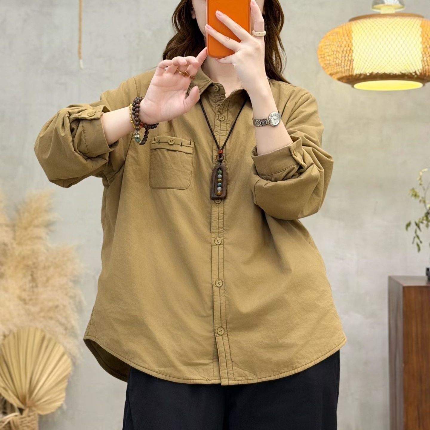 木耳领夹棉衬衫宽松厚款长袖棉服潮流复古保暖休闲轻户外2025秋冬