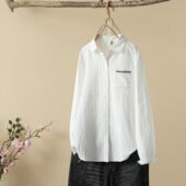 百搭复古上衣 小众色设计款 双层棉纱口袋小刺绣衬衫 文艺简约女长袖