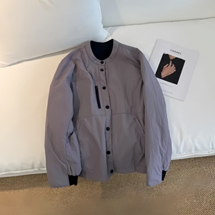 轻薄设计感两面穿单排扣棉服衬衫2026外套秋冬季新款百搭外套