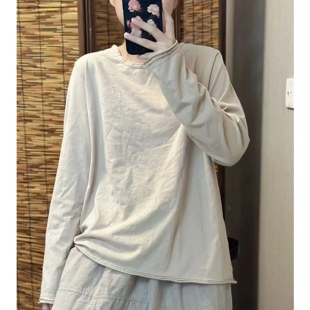 纯棉圆领纯色打底衫2026春秋季新款柔软细腻休闲百搭长袖圆领T恤