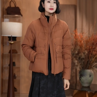 新国标90白鸭绒羽绒服短款时尚百搭简约保暖2024冬季新款女士外套