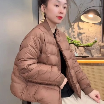 羽绒服女2025冬季新款棒球领韩版90白鸭绒宽松气质加厚短款外套潮