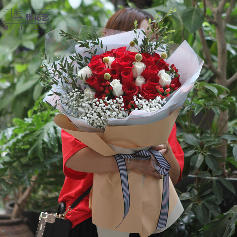 杭州鲜花速递同城玫瑰花混搭花束生日订花店送花上门女友愛人闺蜜