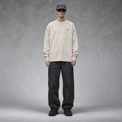 FCRB 24SS BIG LOGO L/S BAGGY TEE 爆裂纹宽松落肩速干长袖T恤