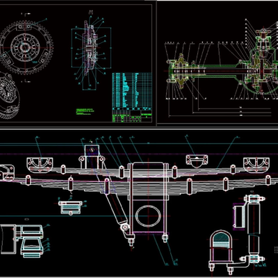车辆工程汽车变速器前后悬架驱动桥制动系统离合器车身设计图纸