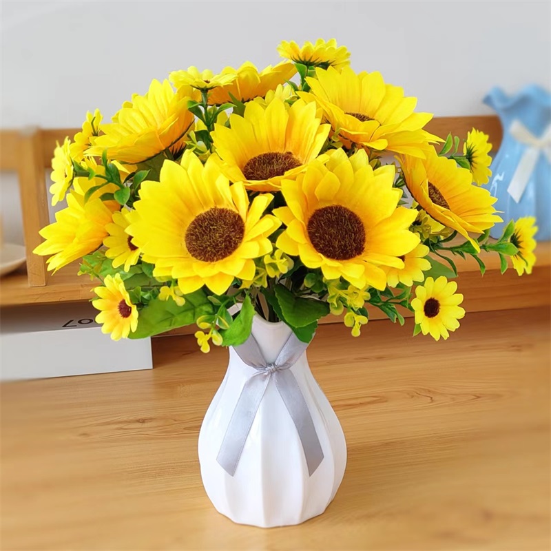 向日葵仿真花假花太阳花绢布花套装客厅餐桌花瓶摆放室内装饰摆件