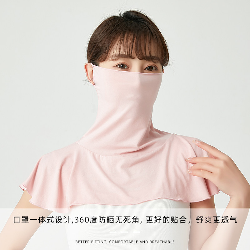 SUMMER SILK SUNSCREEN MASK WOMENS FULL FACE NECK PROTECTOR SHOULDER PADS BREATHABLE MULBERRY SILK SUNSHADE DRIVING MOSTLY A LARGE NECK SCARF WOMEN
