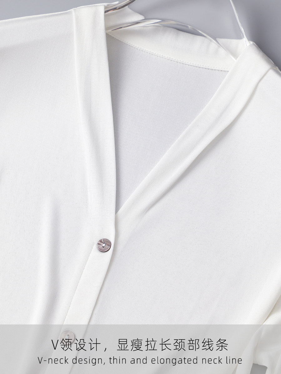 AUTUMN AND WINTER NEW MULBERRY SILK V-NECK TOP KNITTED SILK DELICATE SKIN-FRIENDLY FAKE BUTTONED FASHION VERSATILE UNDERSHIRT