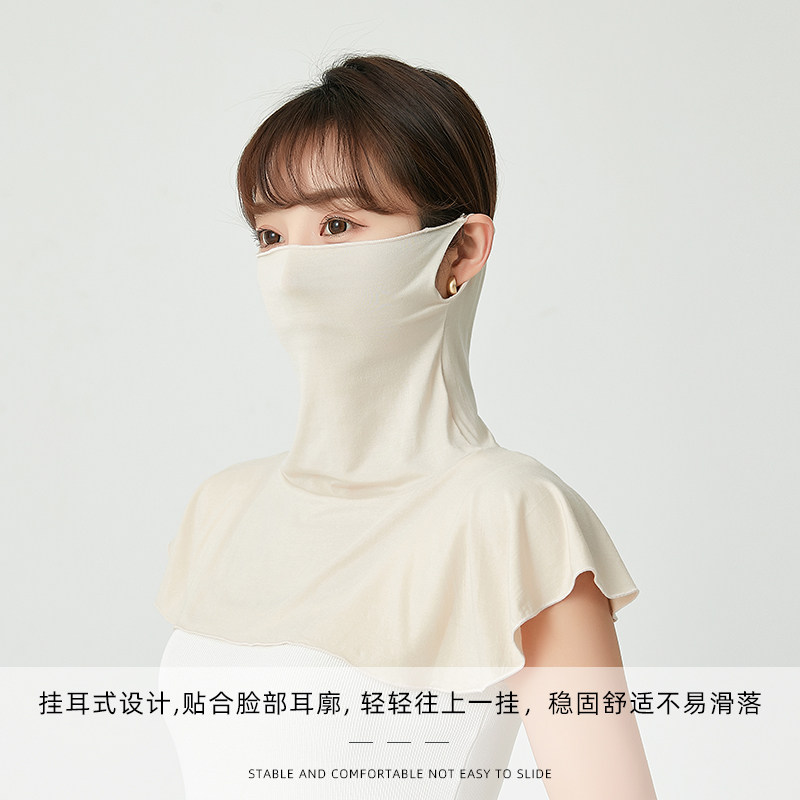 SUMMER SILK SUNSCREEN MASK WOMENS FULL FACE NECK PROTECTOR SHOULDER PADS BREATHABLE MULBERRY SILK SUNSHADE DRIVING MOSTLY A LARGE NECK SCARF WOMEN