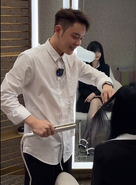 3AM大东哥同款飘带错位宽松潮男走秀形象美发设计发型师衬衫3039