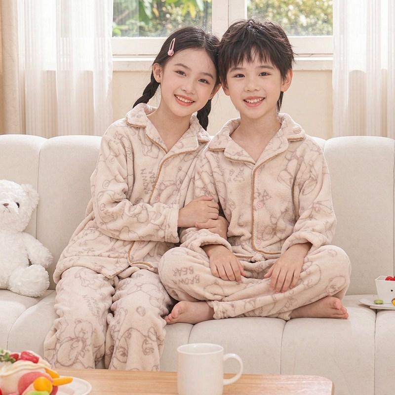 亲子加厚秋冬睡衣套装