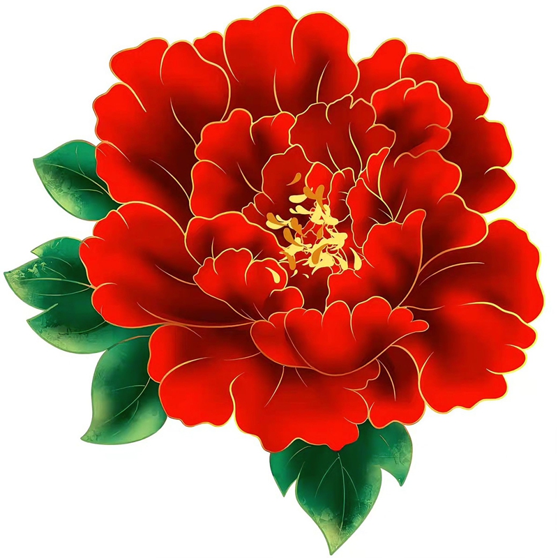 经典大红花牡丹花贴画冰箱门窗玻璃墙面瑕疵遮挡防水补丁花朵贴纸