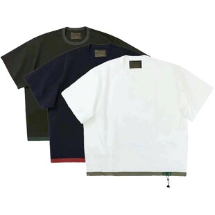 23SS KOLOR 阿部润一 限定三色日系纯棉拼接尼龙松紧圆领短袖T恤