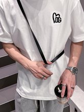 2024夏季新款爱心字母刺绣纯棉短袖T恤男女同款舒适面料简约圆领
