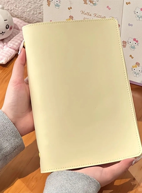 LACRIMA文创奶黄色软皮本a5皮质笔记本高颜值ins可替换内芯记事本