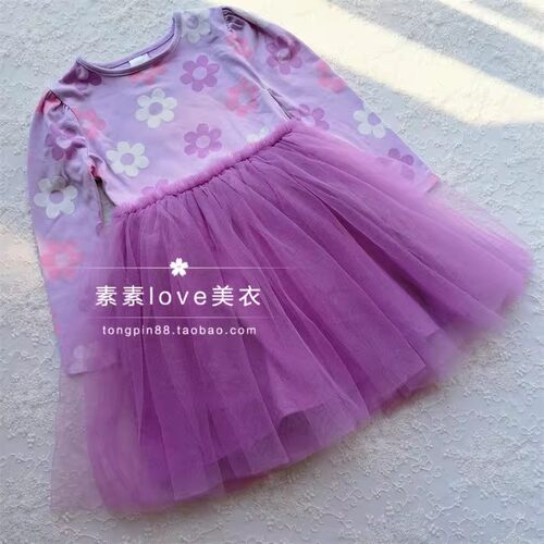 特出口澳dan 三件包邮 女中小童宝宝1-5岁花朵纱纱长袖公主连衣裙