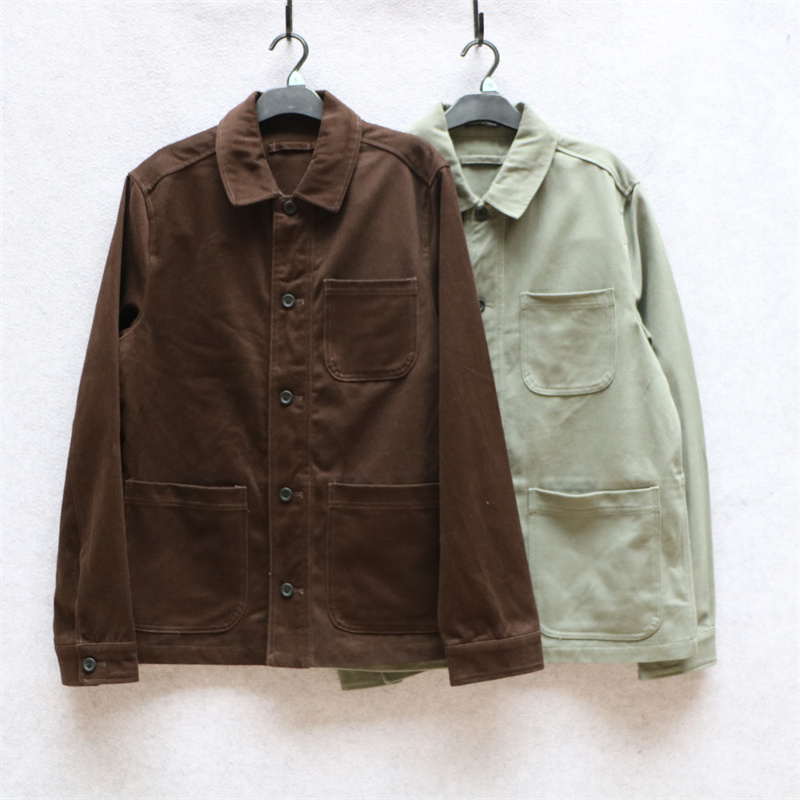 休闲厚款水洗棉外套衬衣外贸翻领