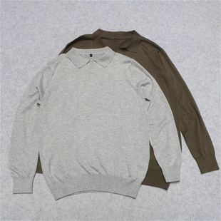 毛衣套头打底衫 翻领弹力软糯蓬松纯色针织衫 男 休闲秋冬款 外贸美式