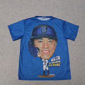 速干圆领短袖 衫 T恤个性 球迷球衣棒球服半袖 人头图案时尚 外贸夏季