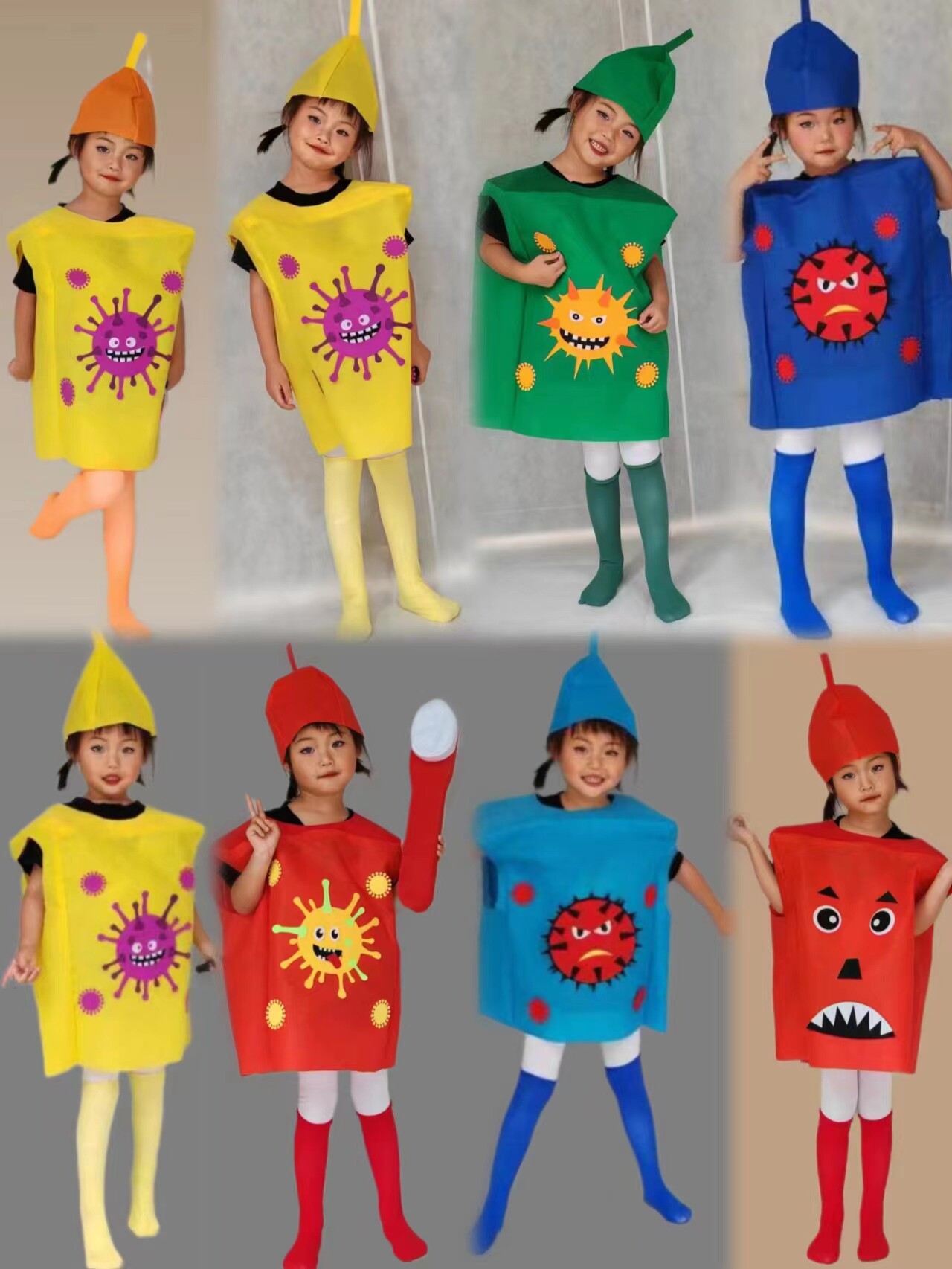 儿童牙细菌大作战表演服牙齿表演服病菌病毒牙虫牙细菌大战表演服