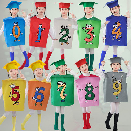 儿童童话剧数字王国表演服情景剧数字标点符号加减乘除号演出服装