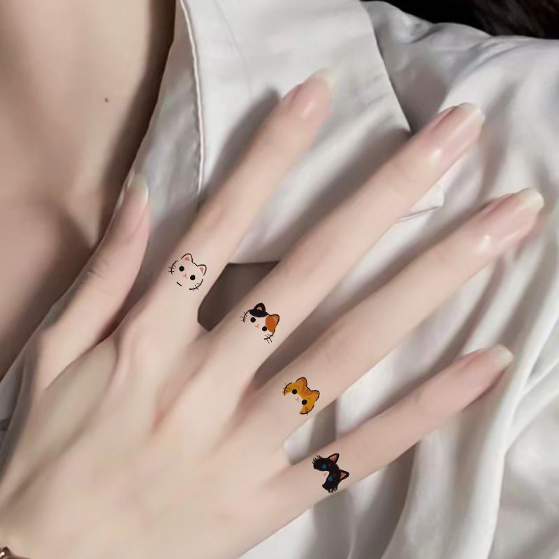 迷你小狗纹身猫猫可爱狗狗清新防水持久彩色贴纸手