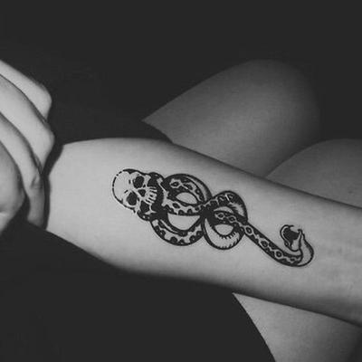 哈利波特死亡之徒蛇骷髅纹身贴防水环保tattoo持久手臂