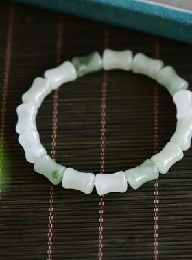 【三生石语】天山翠竹节手串新疆金丝玉女款手链玉石礼物送对象