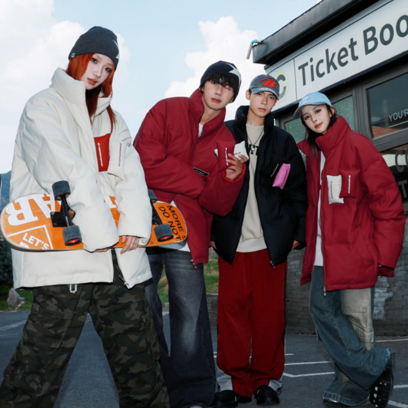 新款情侣百搭棉服女2025年冬季立领加厚学生免洗PU皮防风外套潮