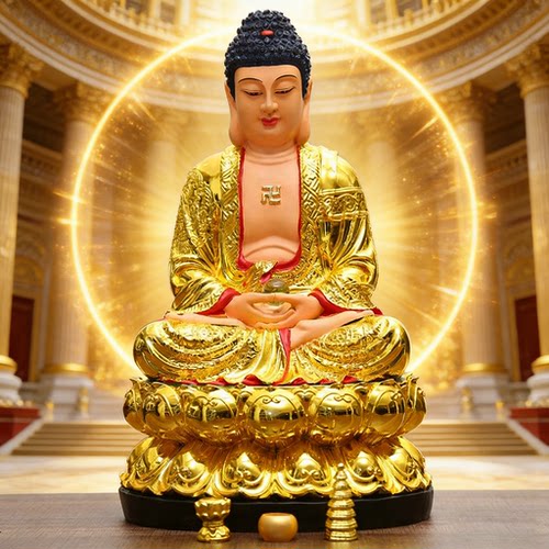 佛像摆件阿弥陀佛如来佛祖居家供奉药师佛大日像高端鎏金三宝佛