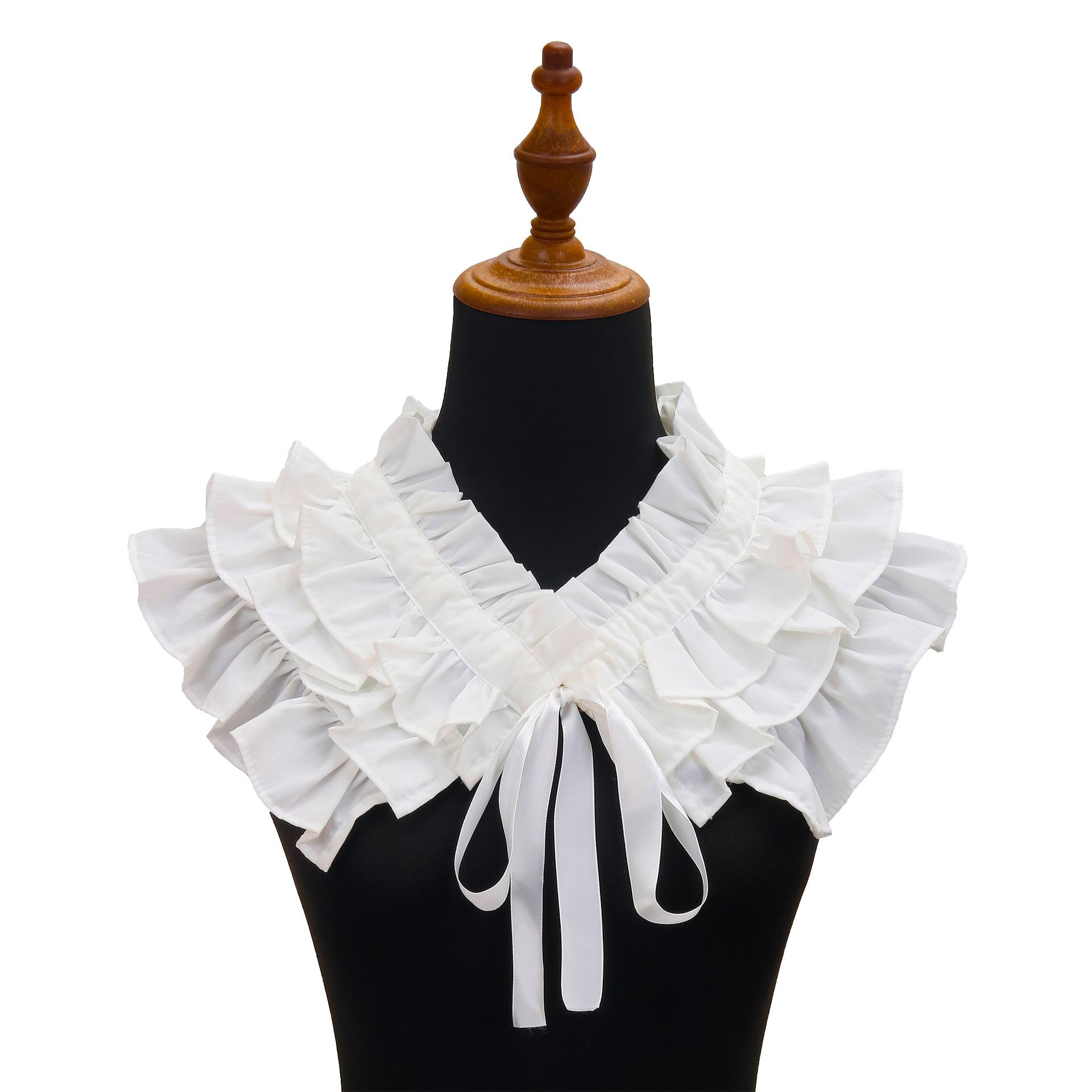 百褶荷叶边可调领女法式立领褶皱多功能假衣领复古宫廷风披肩领子