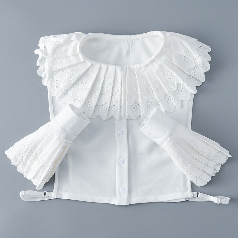 百褶花边韩版棉质娃娃领衬衫领