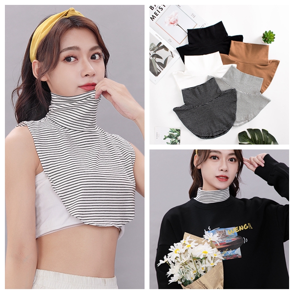 条纹内搭高领韩版女护颈椎围脖