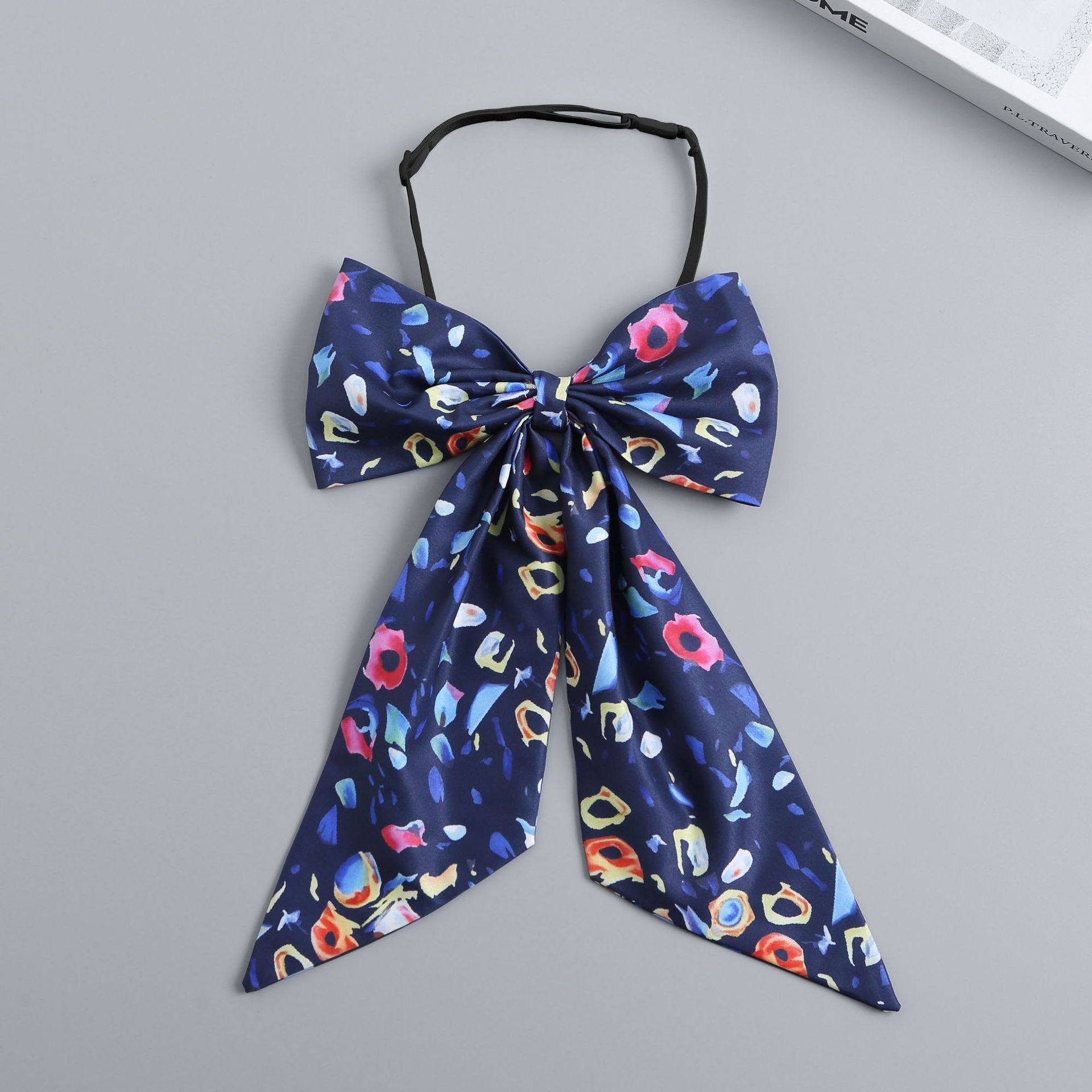 欧美风时尚印花免打蝴蝶结领结女士装饰领花制服衬衫配饰飘带领巾