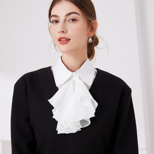 假领子女配V领衬衫假衣领雪纺尖领蝴蝶结装饰领子秋冬内搭毛衣领