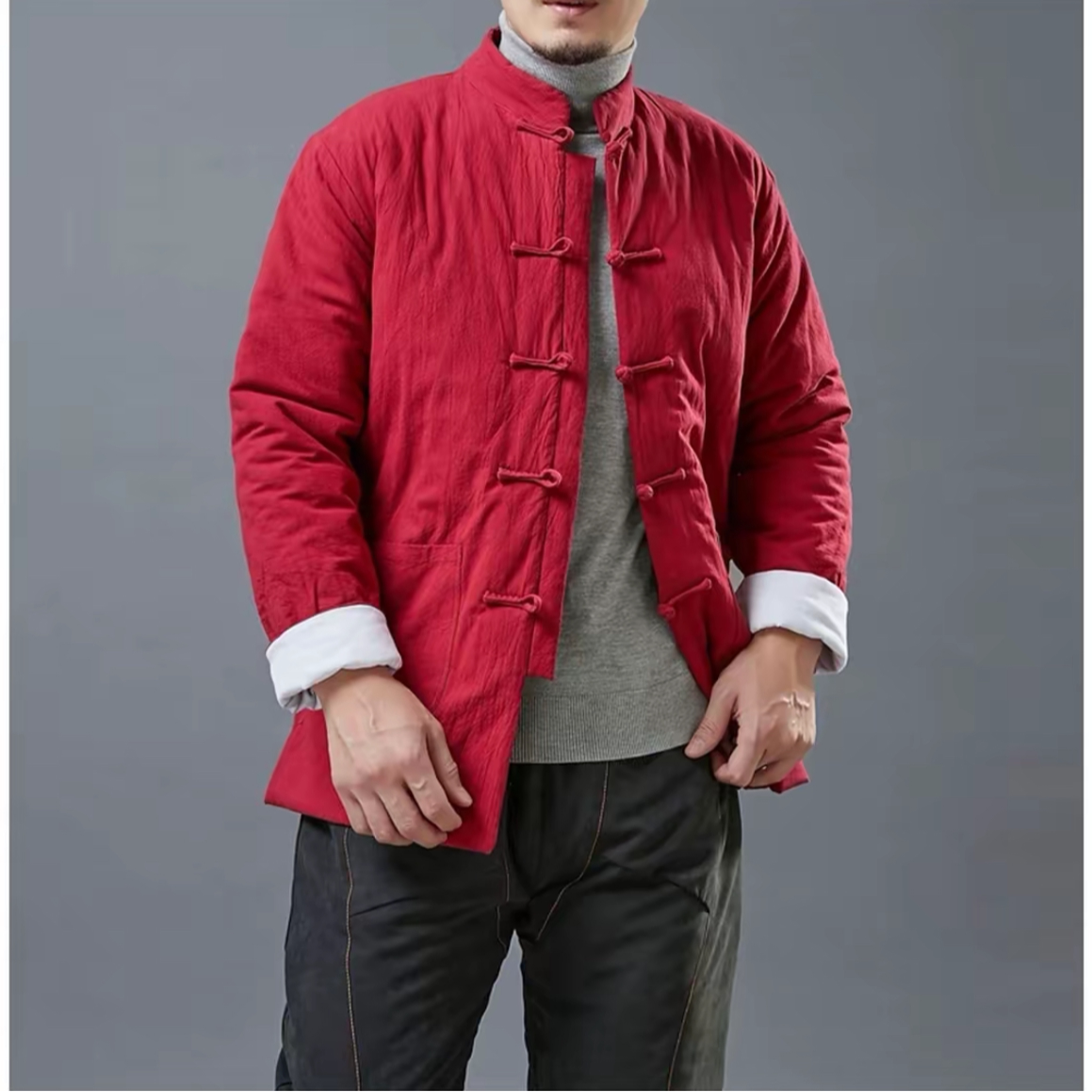 中国风棉衣男士唐装棉袄复古中式男装盘扣棉服外套中老年居士茶服