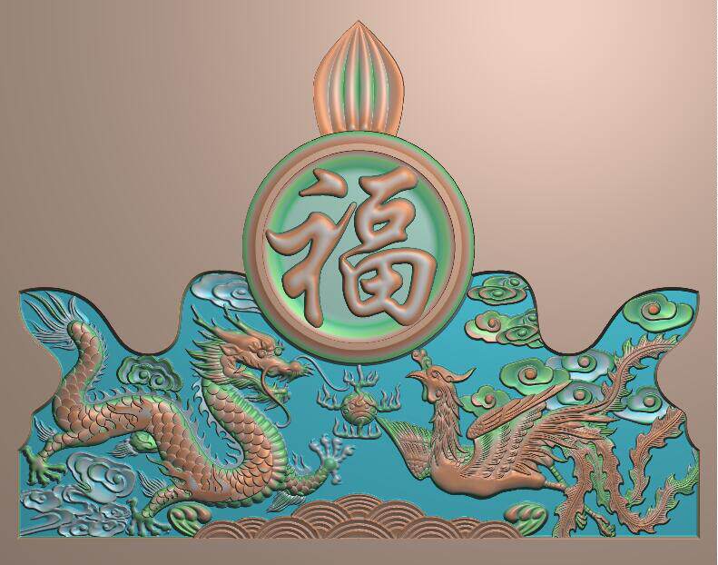 墓碑龙凤 精雕图 石雕图灰度图龙凤碑头碑帽帽头