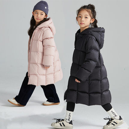 儿童羽绒服男童女童中长款过膝加厚白鸭绒2024新款中大童外套洋气