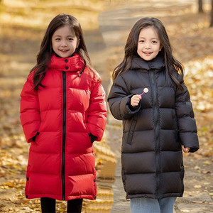 儿童羽绒服男童女童2023新款加厚过膝白鸭绒加长款极寒保暖外套冬