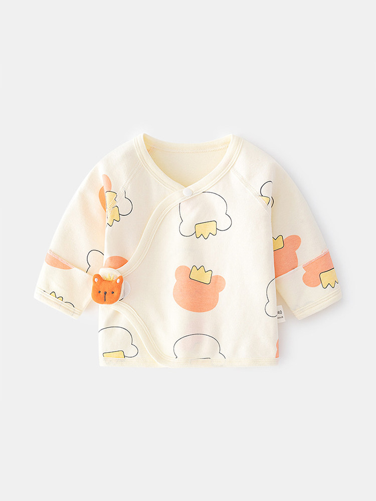 NEWBORN BABY UNDERWEAR BONELESS COTTON SPRING AND SUMMER FOUR SEASONS VELCRO HALF-BACK FULL MOON MONK CLOTHES BABY TOPS