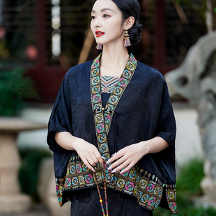春夏中国风新中式苗绣斗篷披肩 复古国风外搭坎肩短款休闲上衣女