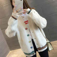 毛衣外套女宽松V领长袖 p26 外搭针织开衫 秋2019新款 女装 学生韩版